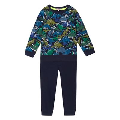 bluezoo Boys' blue dinosaur print sweatshirt and jogger set